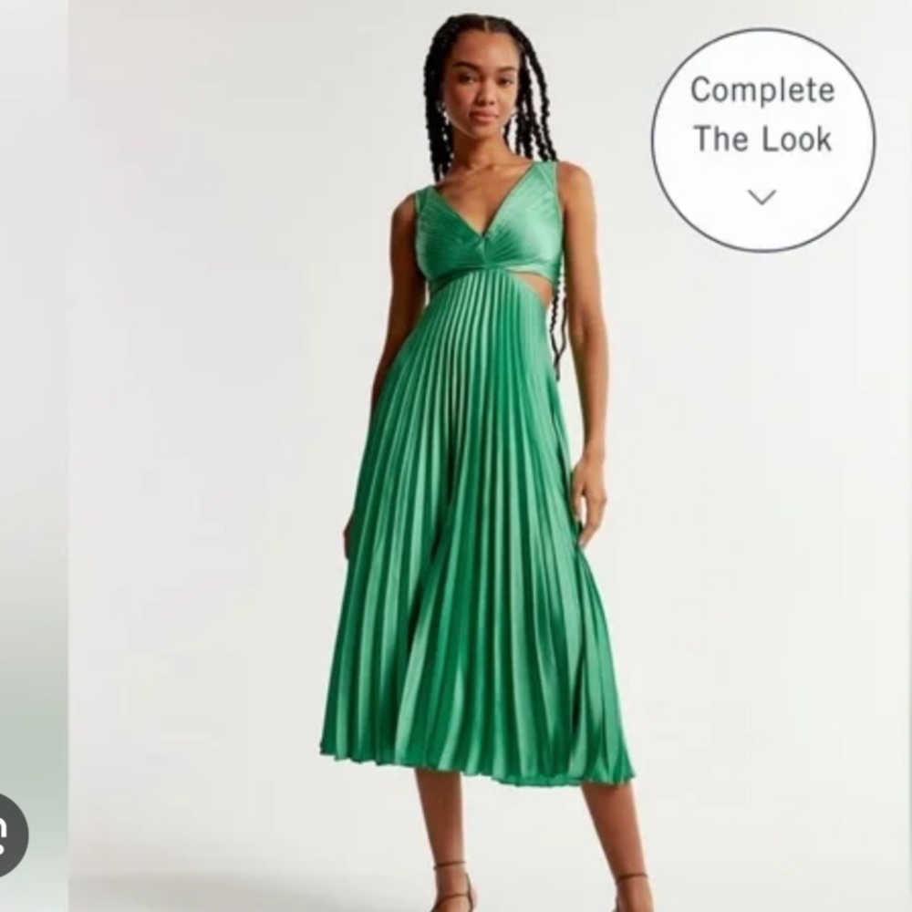 Abercrombie midi length Giselle pleated cutout dress size medium tall